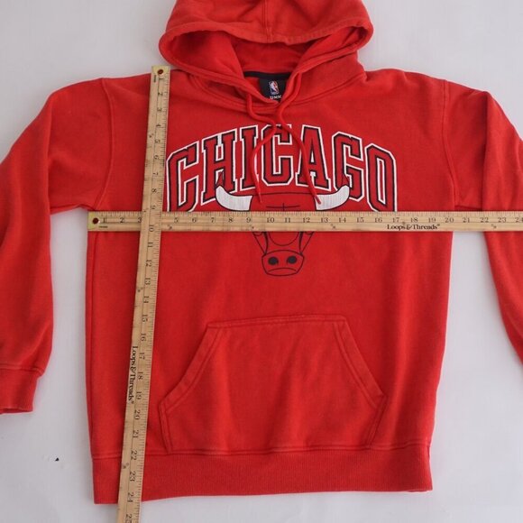 Chicago Bulls UNK Authentic NBA Cotton Blend Red Hoodie Sweatshirt S - Picture 4 of 11
